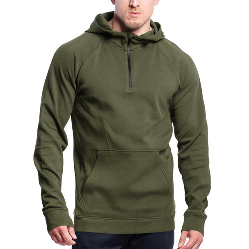 Herrer sports sweatshirts med halv lynlås og kængurulomme Stilla