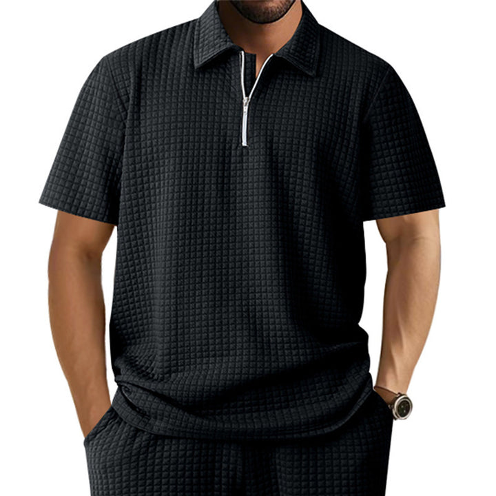 Herrer polo t-shirt med lynlås og struktureret design Stilla