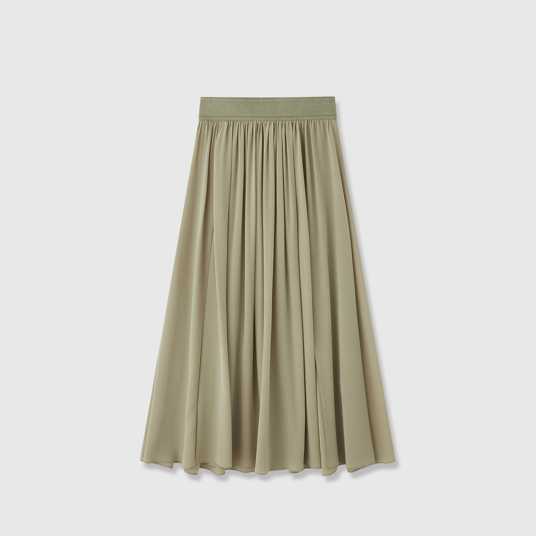 Dame flydende midi-nederdel i let chiffon med elastisk talje og elegant fald Stilla