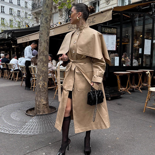 Damer elegant trenchcoat med asymmetrisk kappe Stilla
