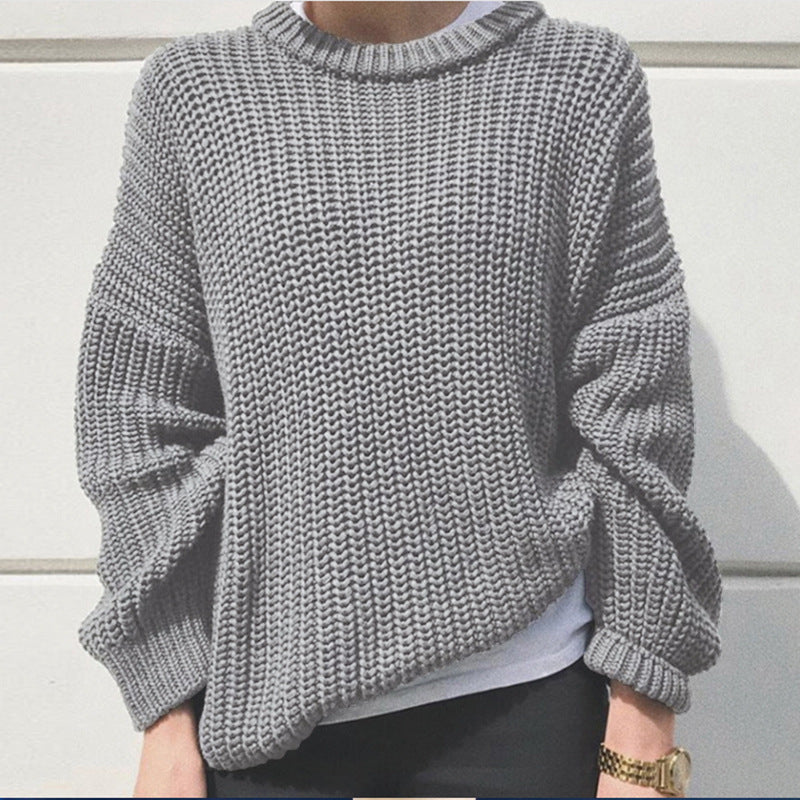 Kvinders afslappede strikket sweater med moderne rib mønster Stilla