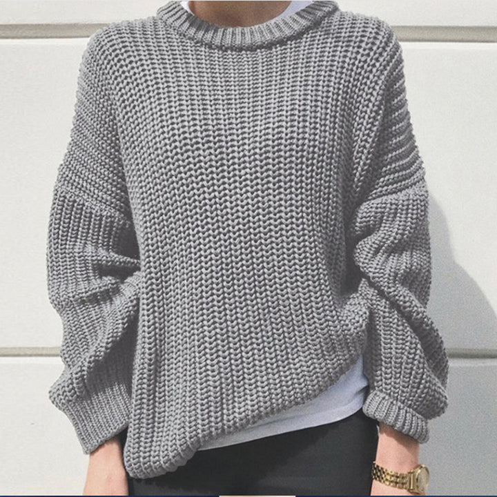 Kvinders afslappede strikket sweater med moderne rib mønster Stilla