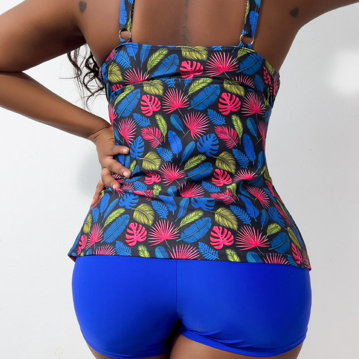 Dame Tankini med farverigt bladdesign Skovae
