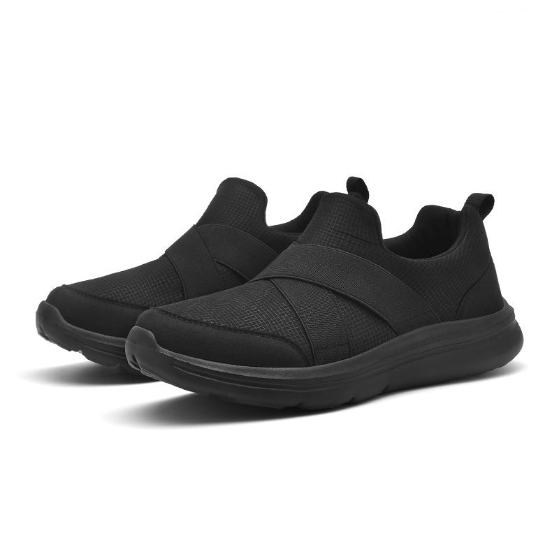 Dame nan elastisk Slip-On Komfort-sneaker med åndbart strikkoverdel, krydsede strækremme og stødabsorberende EVA-sål Skovae