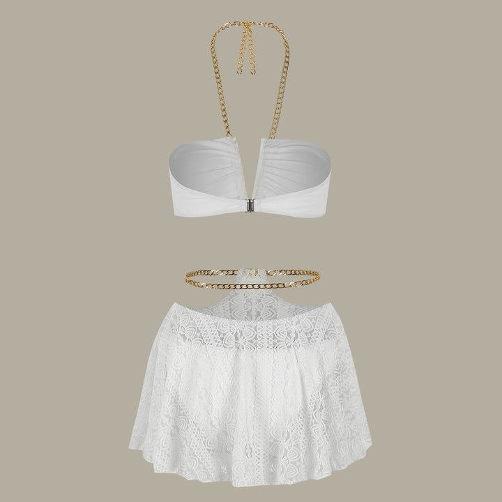 Dame bikini-sæt med moderne bandeau-top og elegant spids nederdel Stilla