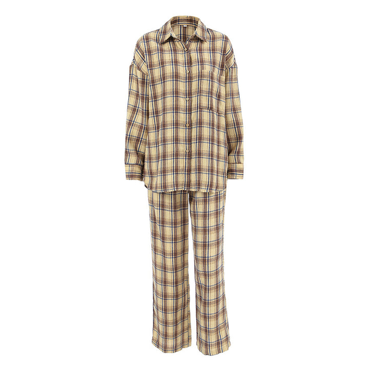 Dame Pyjamasæt i moderne ternedesign med afslappet snit Stilla