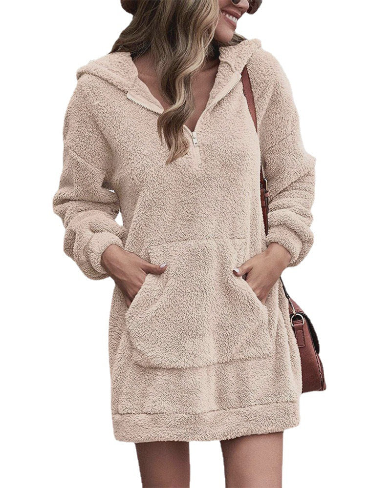 Dame hættekjole lavet af blød og varm fleece Stilla