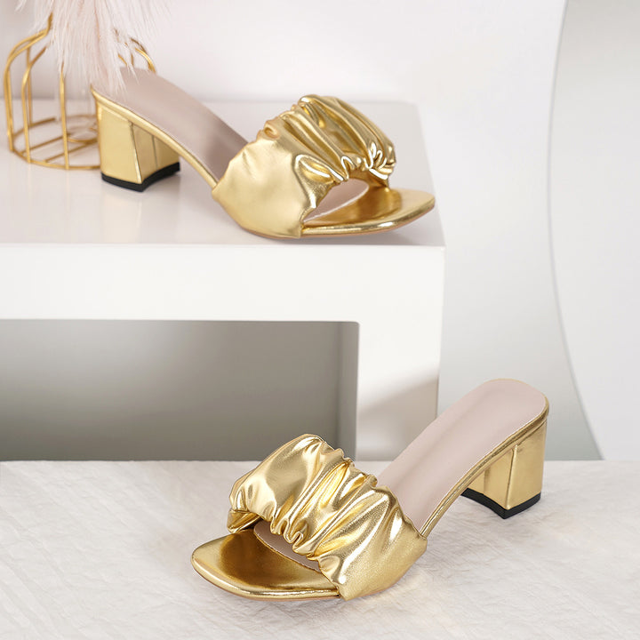 Damer High-Heel Pantoletten med elegant rufflesdesign og komfortabel fodseng Stilla