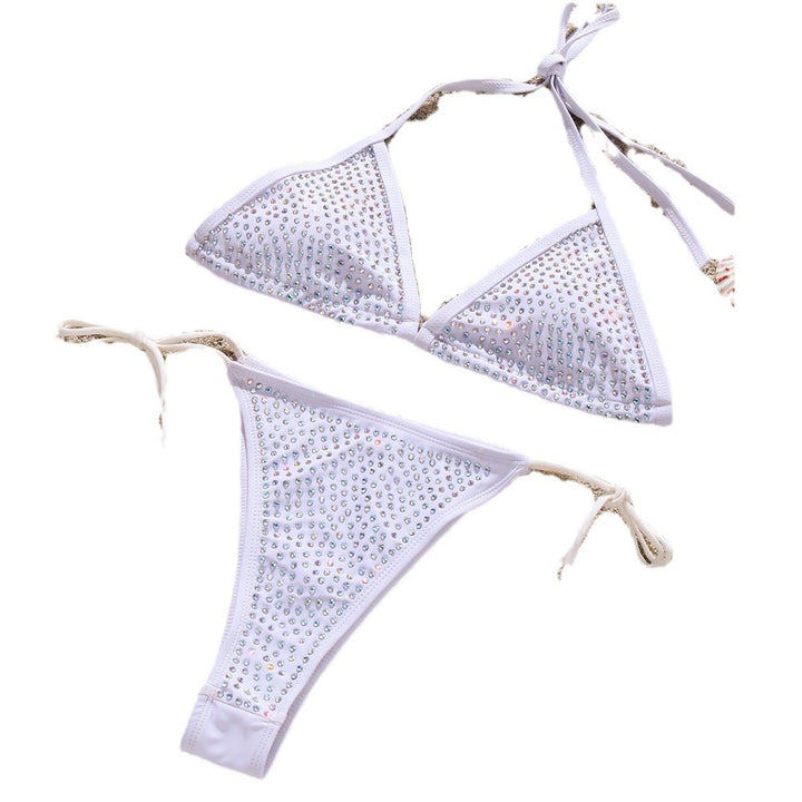 Dame Glitrende Triangel-Bikini med Strassdetaljer Skovae