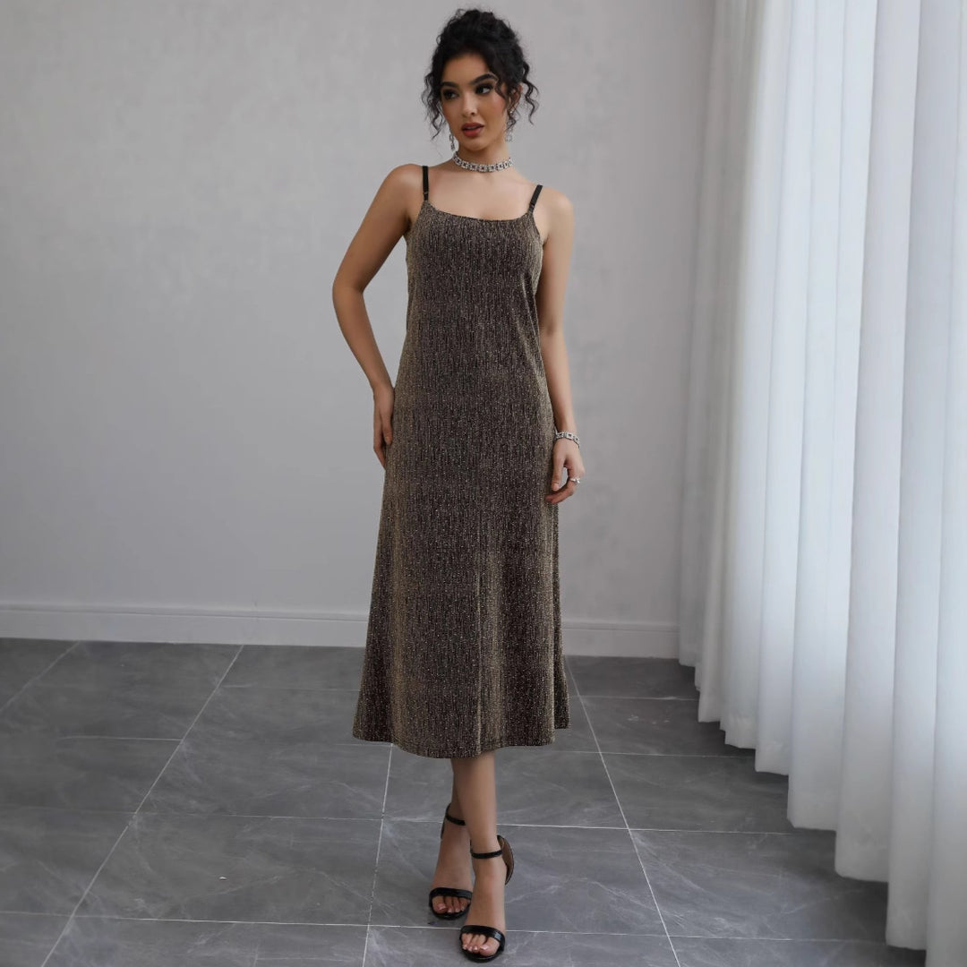 Dame Elegant Strik-Midi-Kjole Stilla