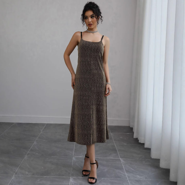 Dame Elegant Strik-Midi-Kjole Stilla