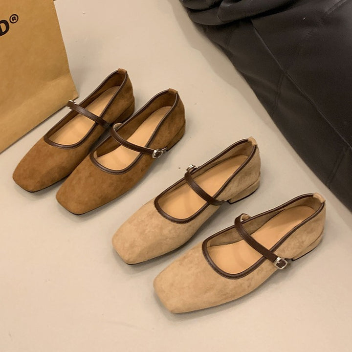 Dame Mary Jane Ballerinas med firkantet tåform og justerbar rem Stilla