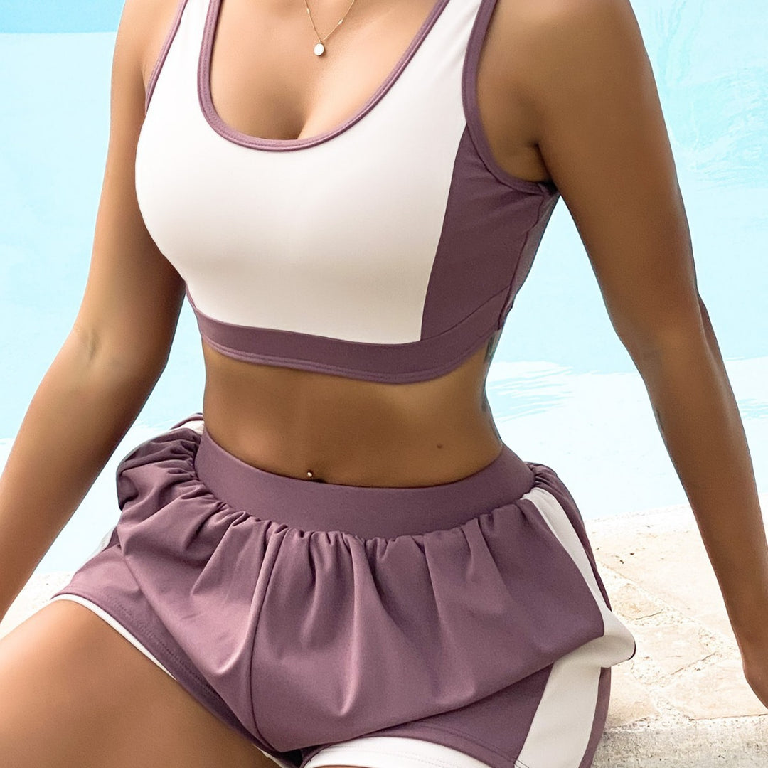 Dame Sporty Crop-Top Kort Sæt Skovae
