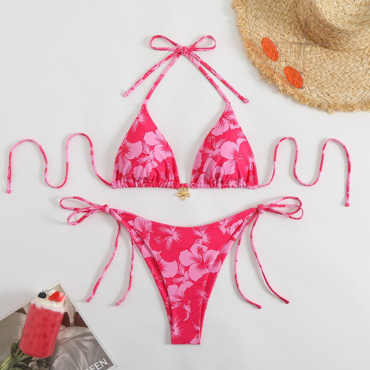 Dames triangel-bikini med elegante blomsterdetaljer Skovae