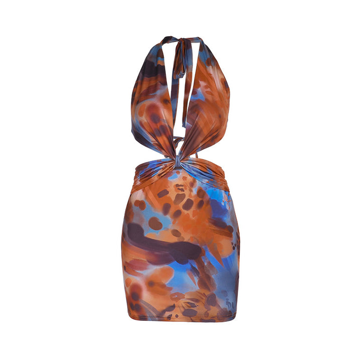 Dame Halter Neck Cut-Out Mini Kjole Stilla