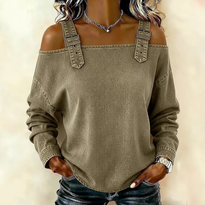 Dame casual sweatshirt med dekorative skulderdetaljer Skovae