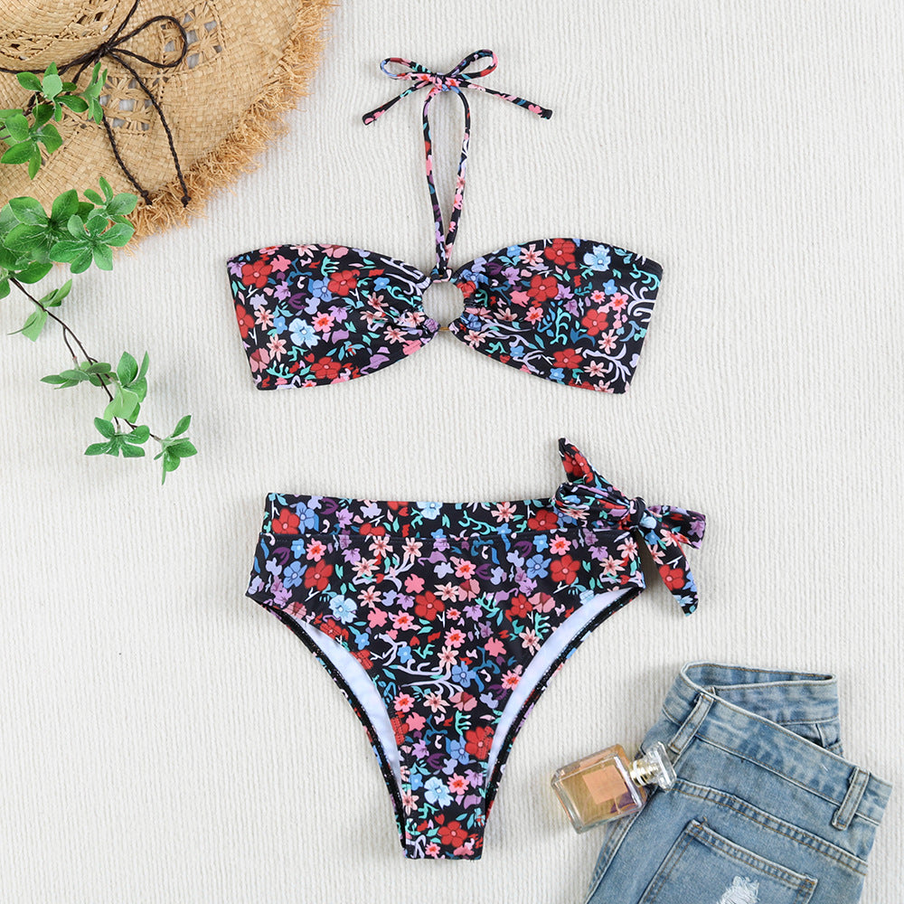 Dame Bikini-sæt med blomstrede mønstre og høj talje Stilla