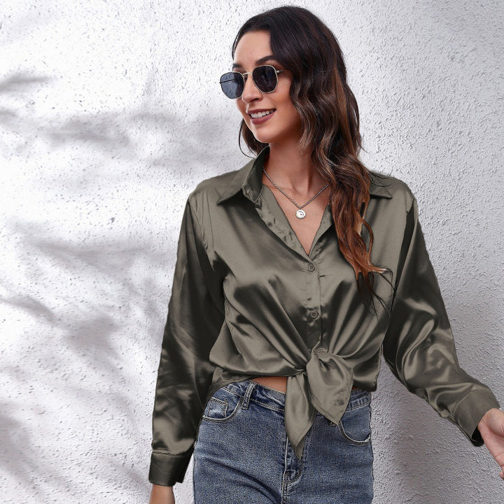 Dame elegant satinbluse Stilla