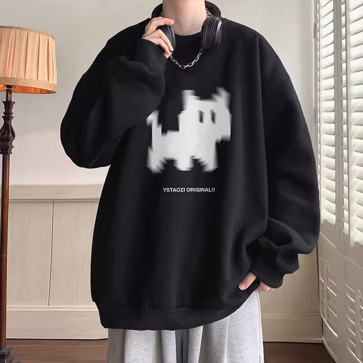 Herrer trendy oversized sweatshirt med unikt grafikdesign og behagelig pasform Stilla