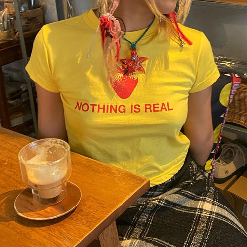 Dame Kreativt Grafik T-shirt med Jordbær Motiv Skovae