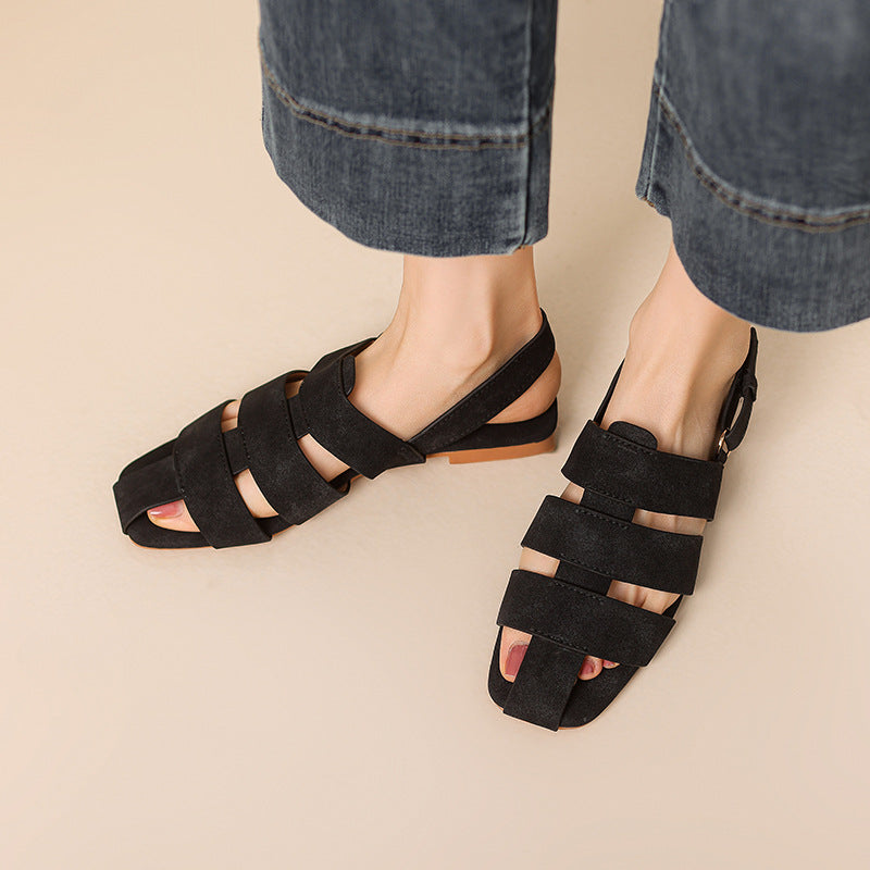 Femme Strappy Slingback Flade Sandaler med Fodbuestøtte Stilla