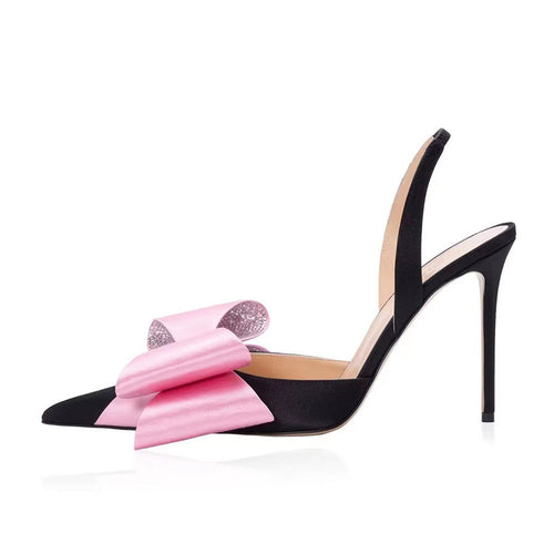 Dame højhælede slingback-pumps med strass-dækket sløjfe-detalje Stilla