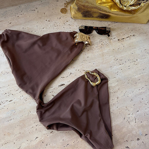 Dame Einseitig Bikini med dekorativ ring Stilla