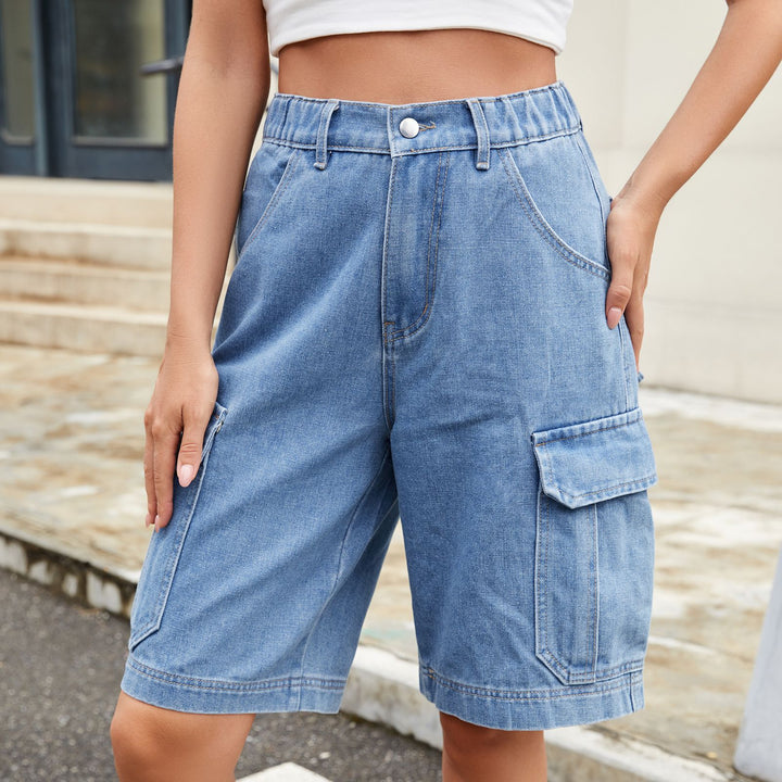 Dame cargo-shorts med elastisk talje og praktiske lommer Stilla