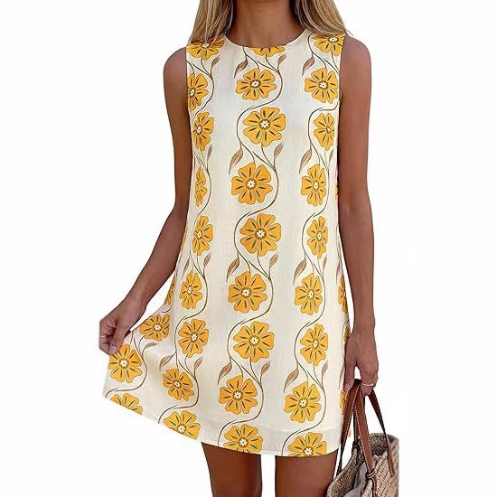 Dame sommerkjole i vintage stil med blomster mønster Skovae