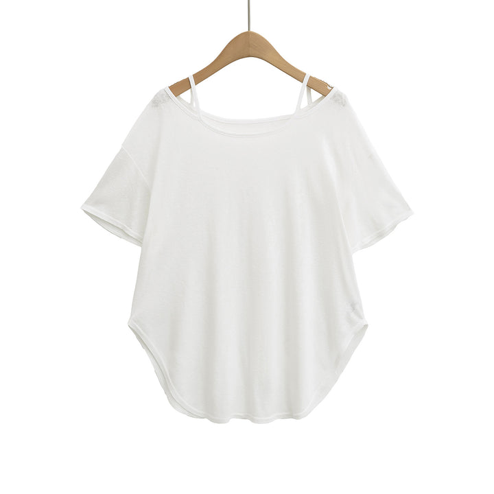Damer afslappet oversized T-shirt med rygfri design og innovativ skæring Stilla