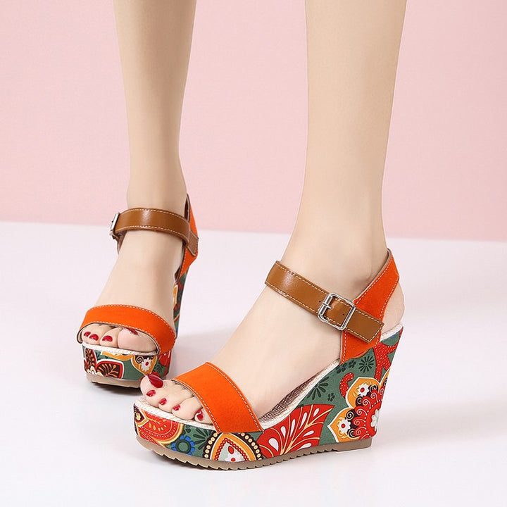 Dame Wedge-sandaler med blomstret design og justerbar rem Stilla