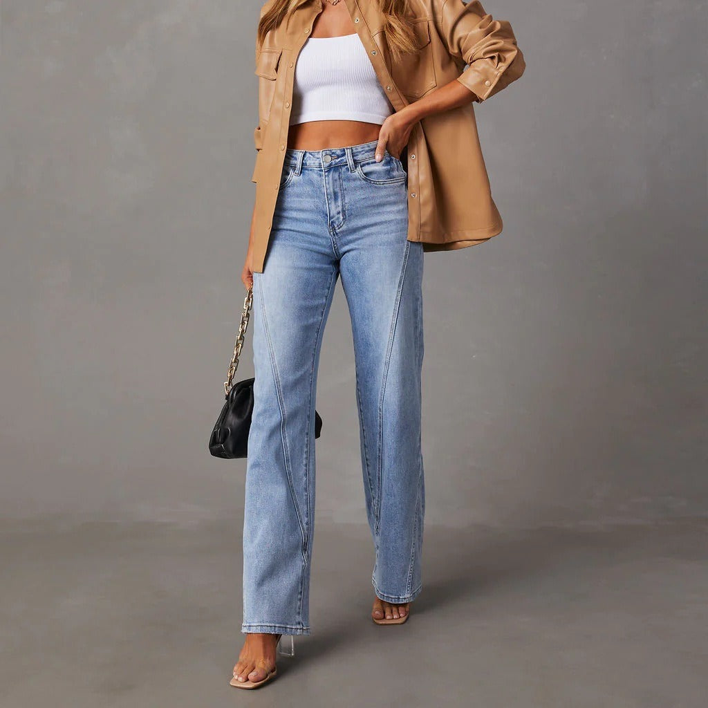 Dame Løst skårne Denim-jeans med høj talje og moderne sømme Stilla