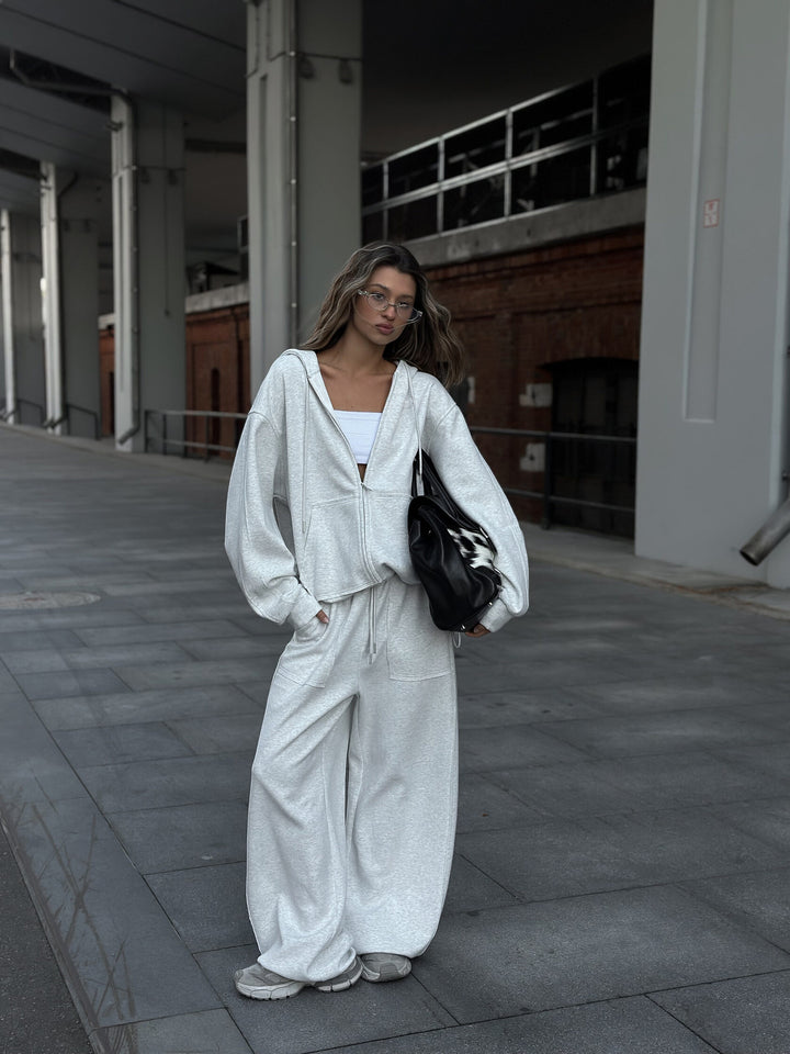 Dames mønstret oversized sweatshirtjakke med bred pasform og elastisk kant Skovae