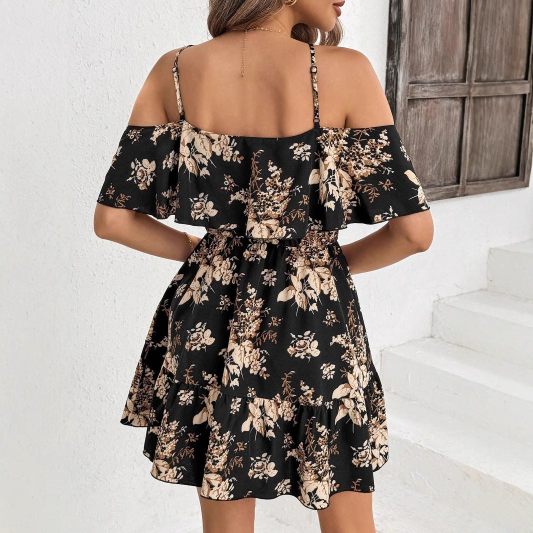 Dame Floral Off-Shoulder Rüschenkjole Stilla