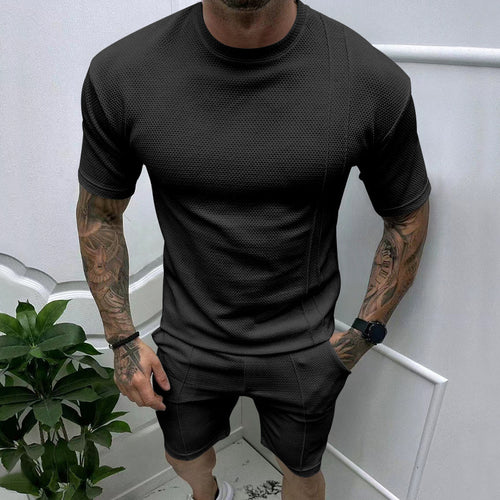 Herrer Sporty kortærmet sæt i åndbart materiale med struktureret design Stilla