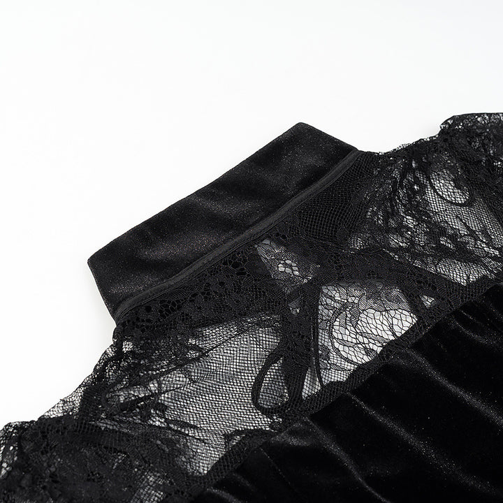 Dame aftenkjole med transparente spidshætter og flæsekanter Skovae