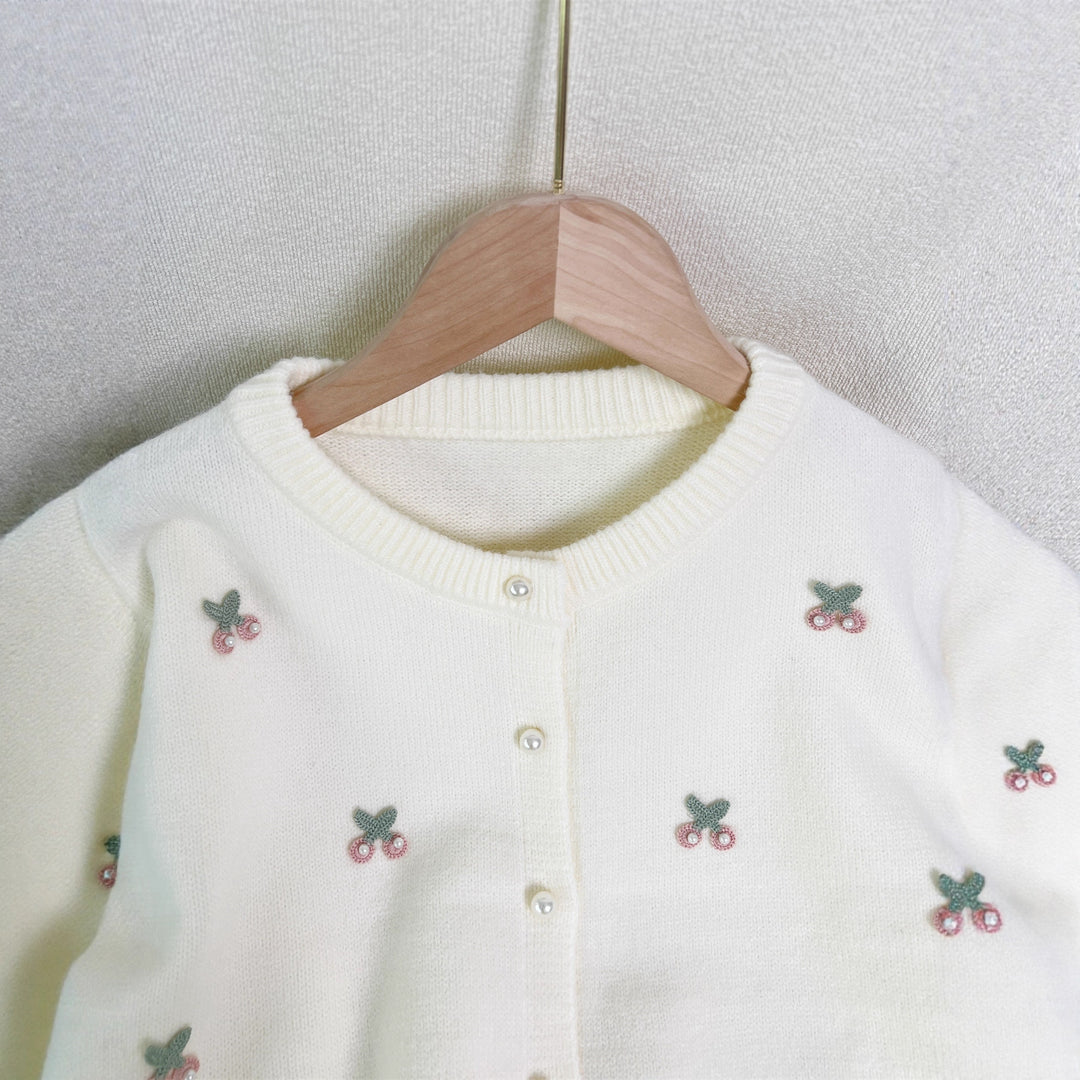Dame finstrikket cardigan med legende blomsterbroderi Stilla