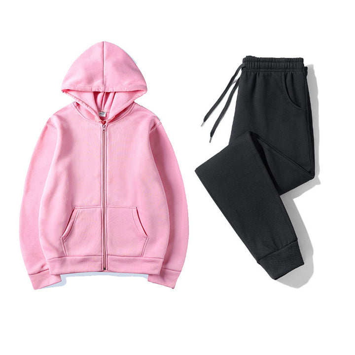 Kvinders sporty hoodie sæt med praktisk lynlås og elastisk talje Skovae
