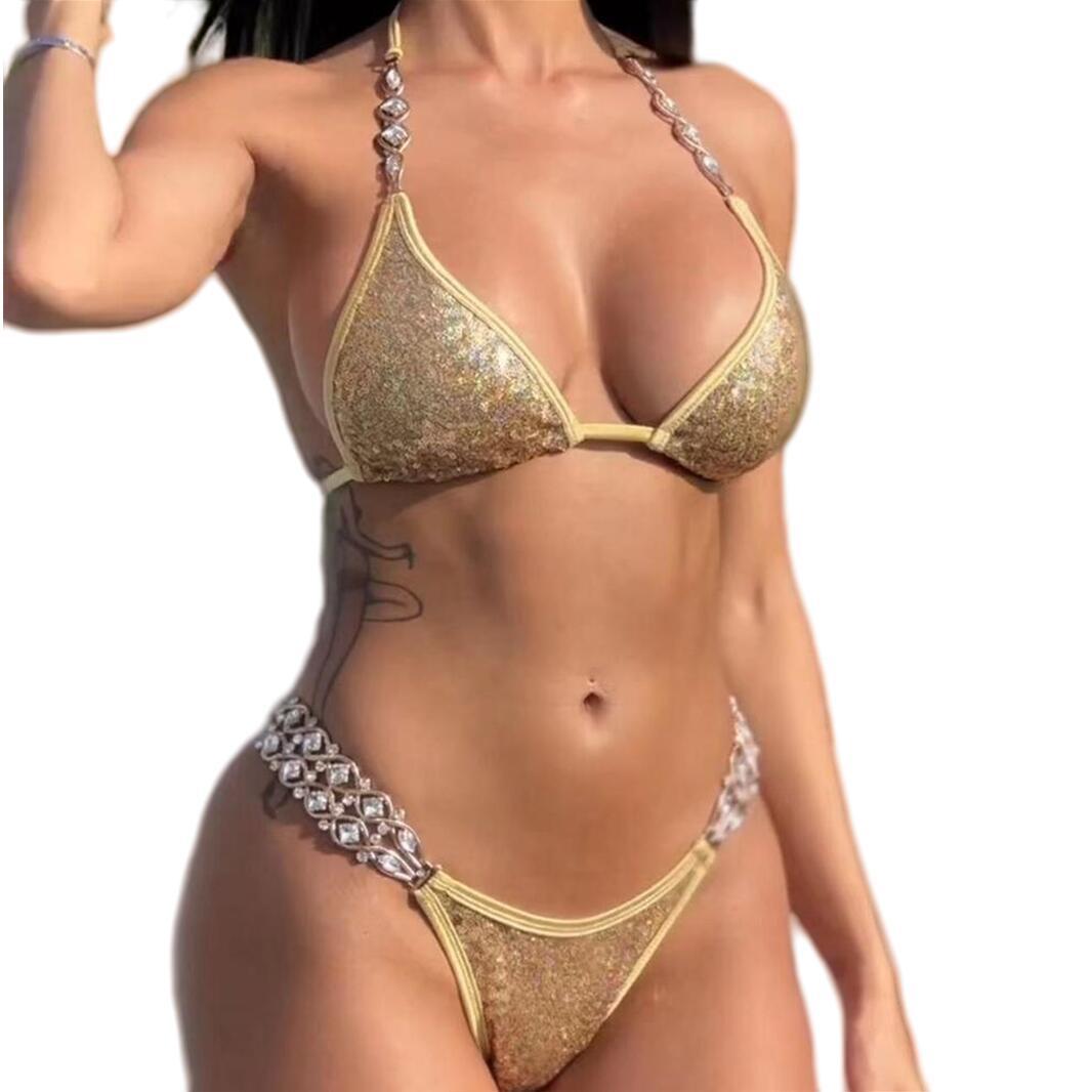 Dame skinnende trekants-bikini-sæt Stilla