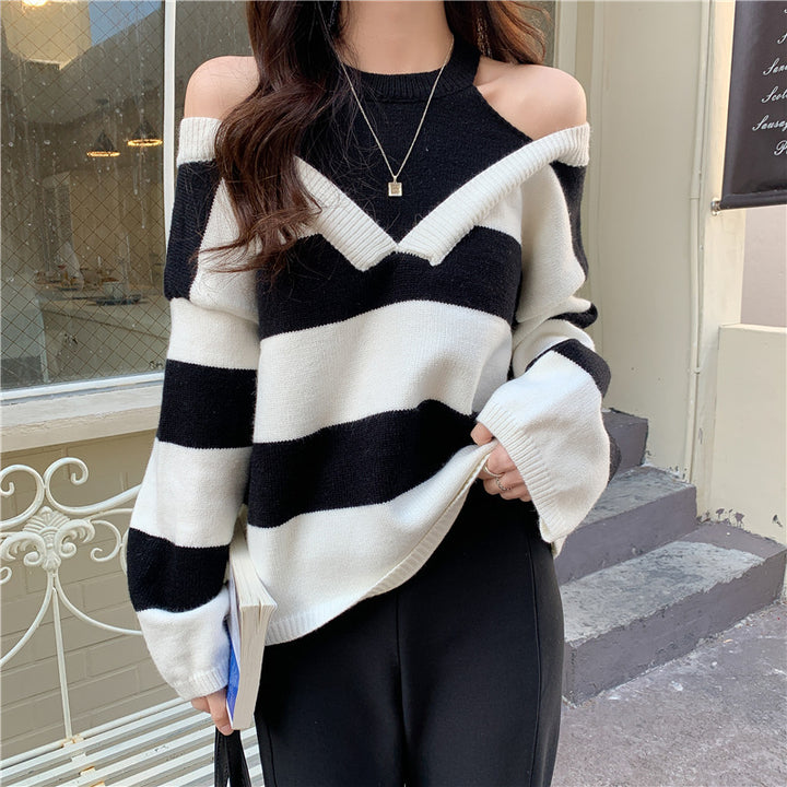 Kvinders trendy sweater med udskæringer Stilla