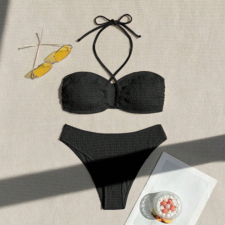 Dame bustier bikini sæt med elastisk flæse design Skovae