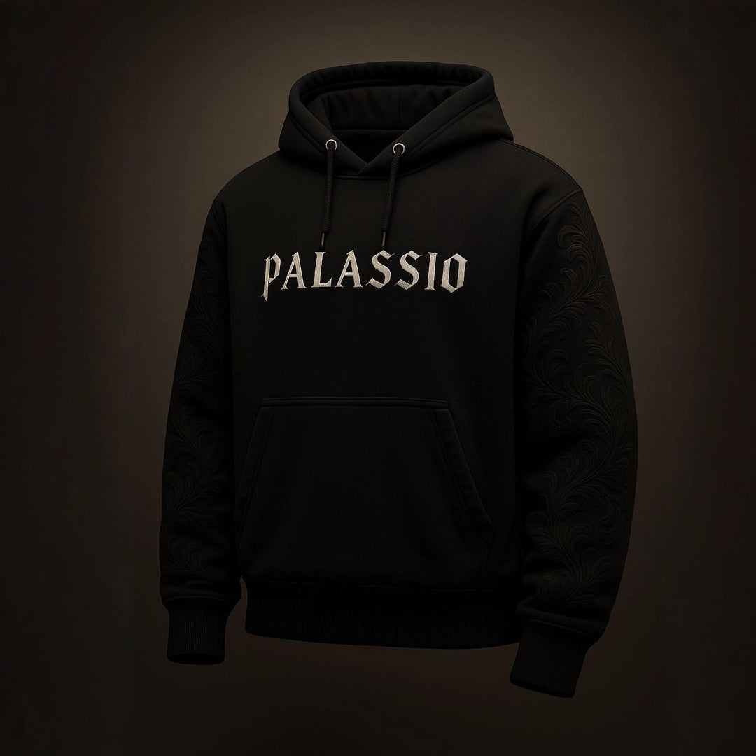 Unisex nan Premium-Hoodie med tonalt reliefbroderi på ærmerne, dobbelt hætte og kængurulomme Skovae