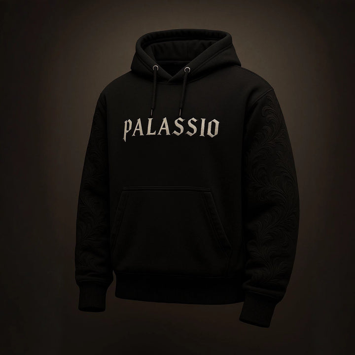 Unisex nan Premium-Hoodie med tonalt reliefbroderi på ærmerne, dobbelt hætte og kængurulomme Skovae
