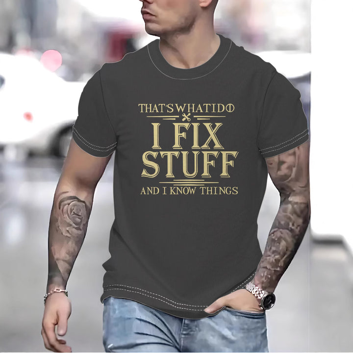Herre T-shirt med humoristisk tryk og høj kvalitets bomuldsblanding Stilla