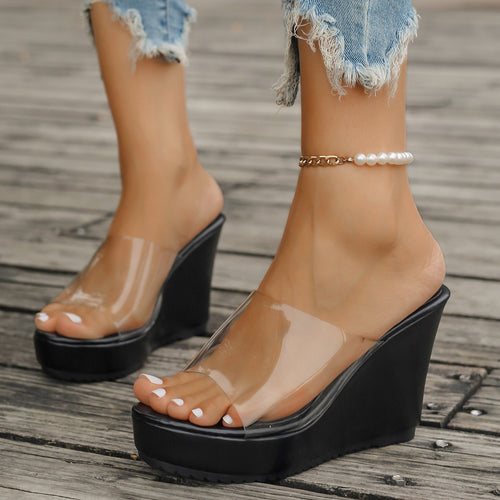 Dame Plateau-sandaler med gennemsigtigt overmateriale og moderigtigt design Stilla