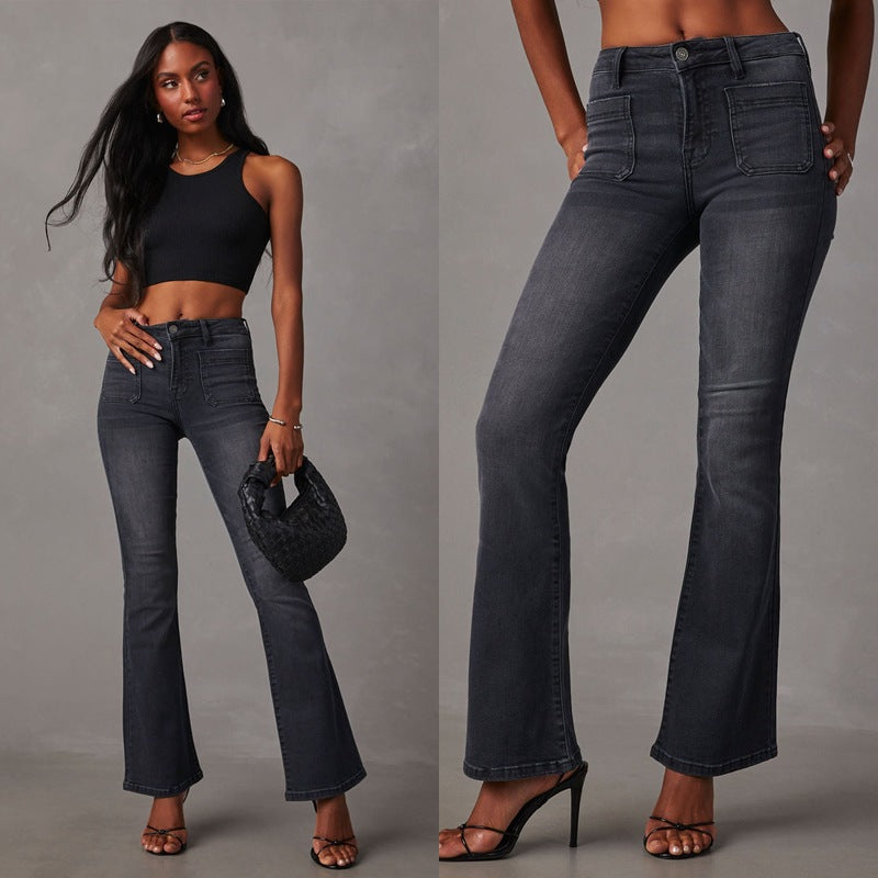 Dame Bootcut Jeans med høj talje og elegant vask Stilla