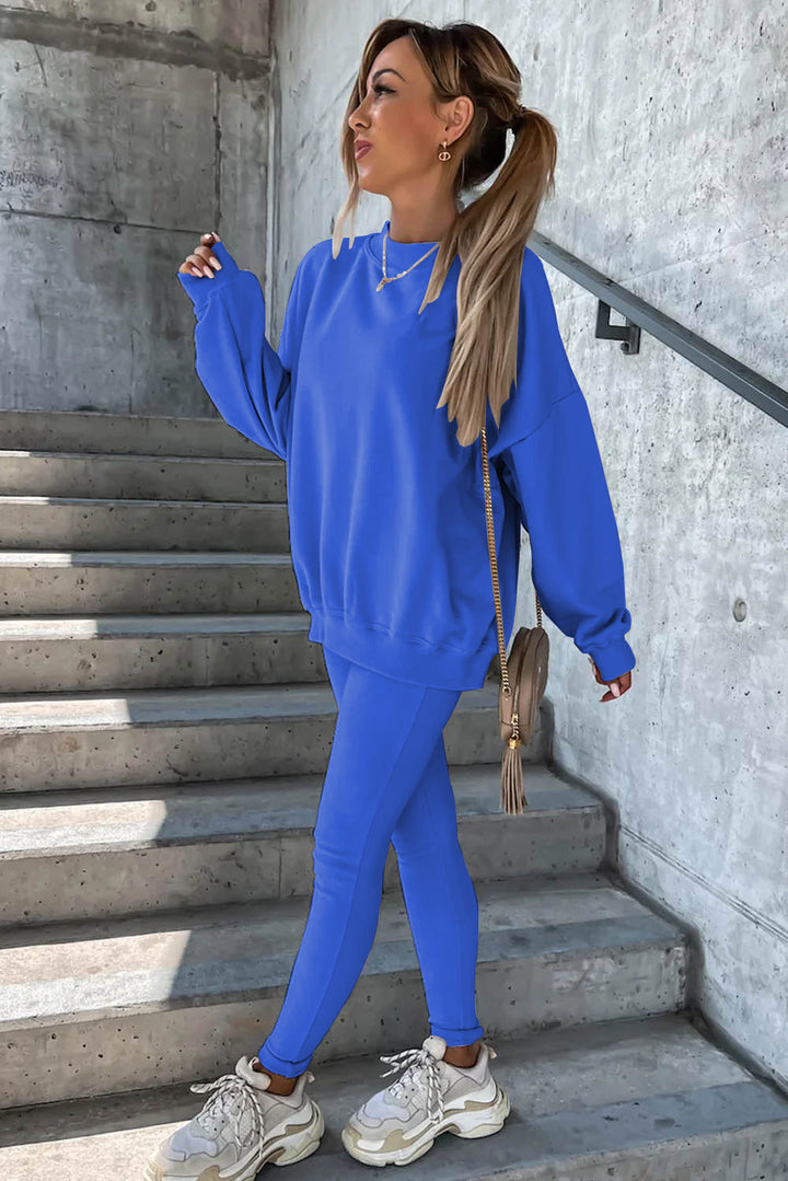 Kvinders sporty fritidssæt med afslappet oversized sweatshirt og tætsiddende leggings Skovae