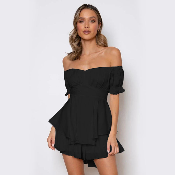 Dame Off-Shoulder Minikjole med løs pasform og bælte accenter Stilla