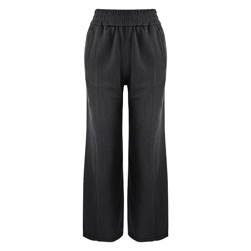 Dame elegant fritidsbukser med elastisk talje og fin ribstruktur Stilla