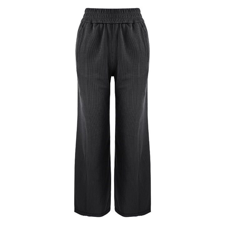 Dame elegant fritidsbukser med elastisk talje og fin ribstruktur Stilla